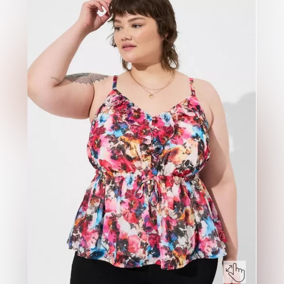Torrid 2 2X chiffon dot waist tank shirt 1070 - Picture 1 of 6